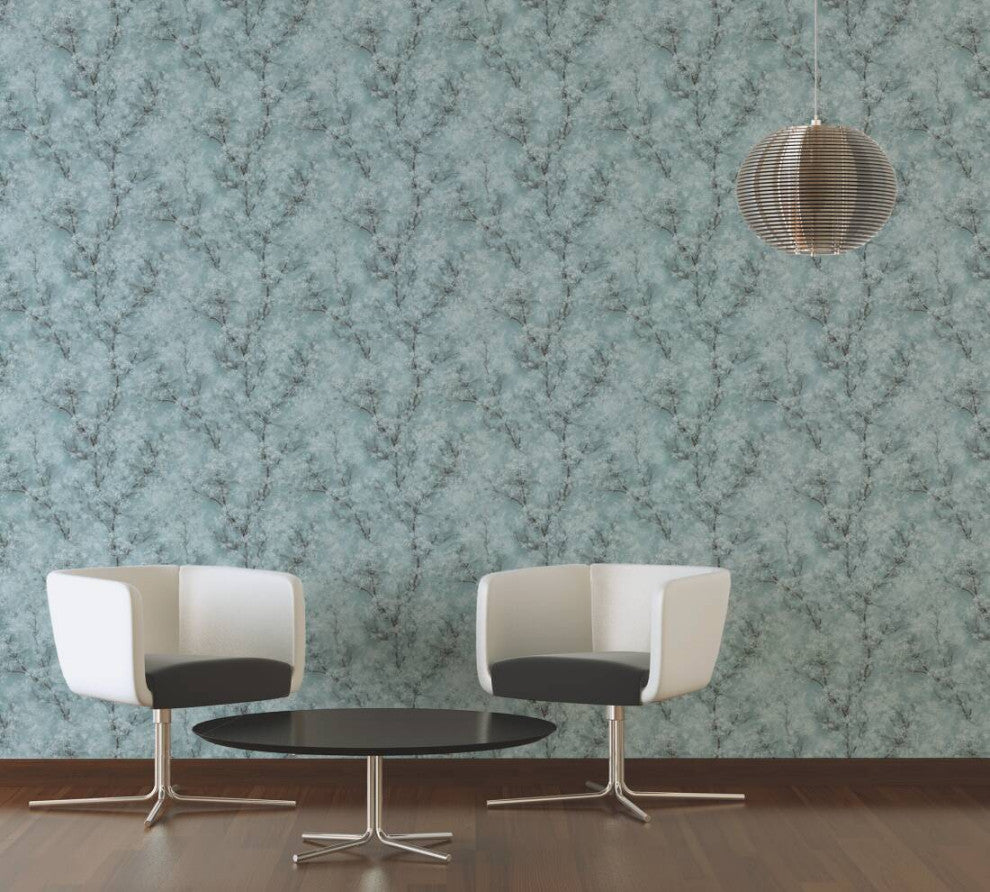 Sample, Floral Textured Wallpaper Featuring Tree Branches And Leaves, 374203