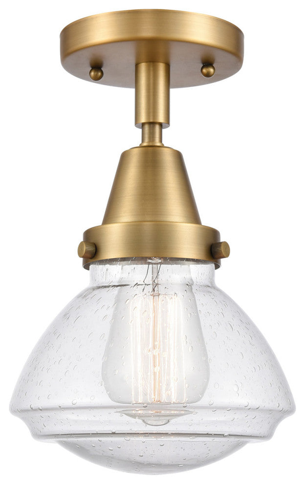 Innovations 447-1C-BB-G324-LED Olean 1 Light 6.75" Flush Mount, Brushed Brass