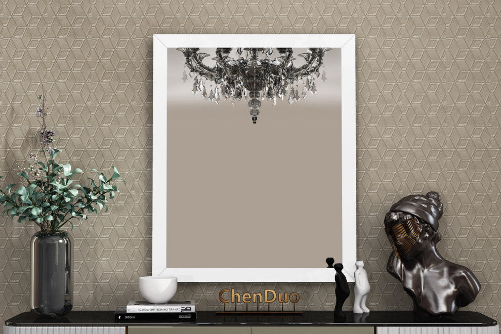 36" X 1" X 44" Gloss White Glass Mirror