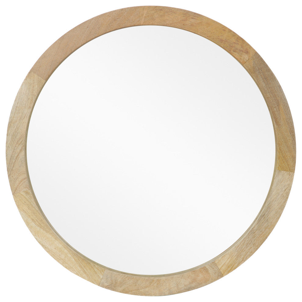 Heather Modern Round Mirror With Mango Wood Frame