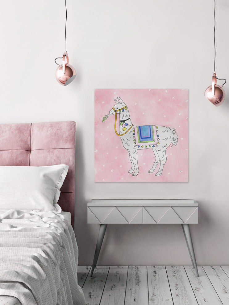 "Alpaca Rides" Painting Print on Wrapped Canvas, 48"x48"