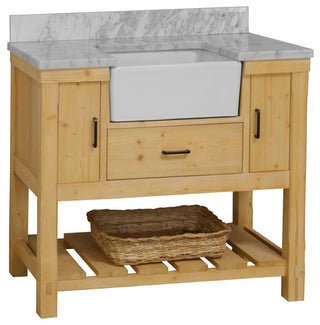 Charlotte 42" Bathroom Vanity, Drift Wood, Carrara Marble