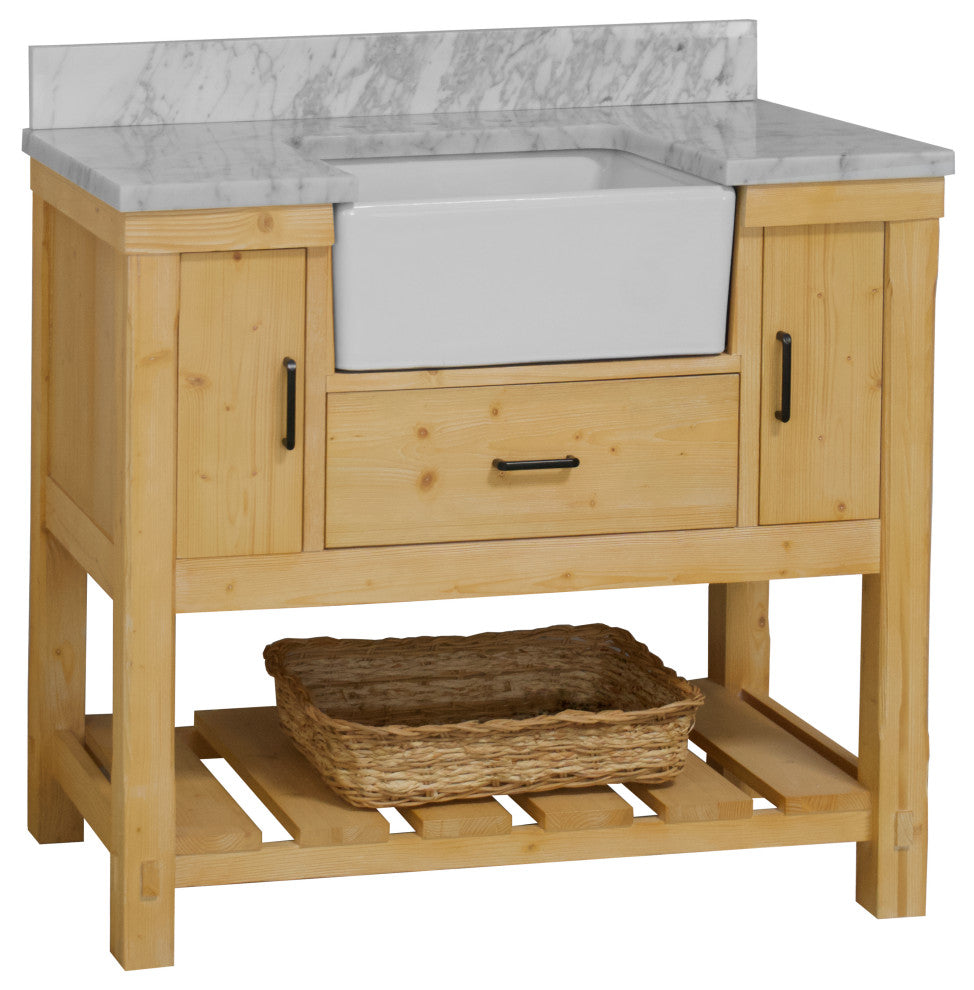 Charlotte 42" Bathroom Vanity, Drift Wood, Carrara Marble