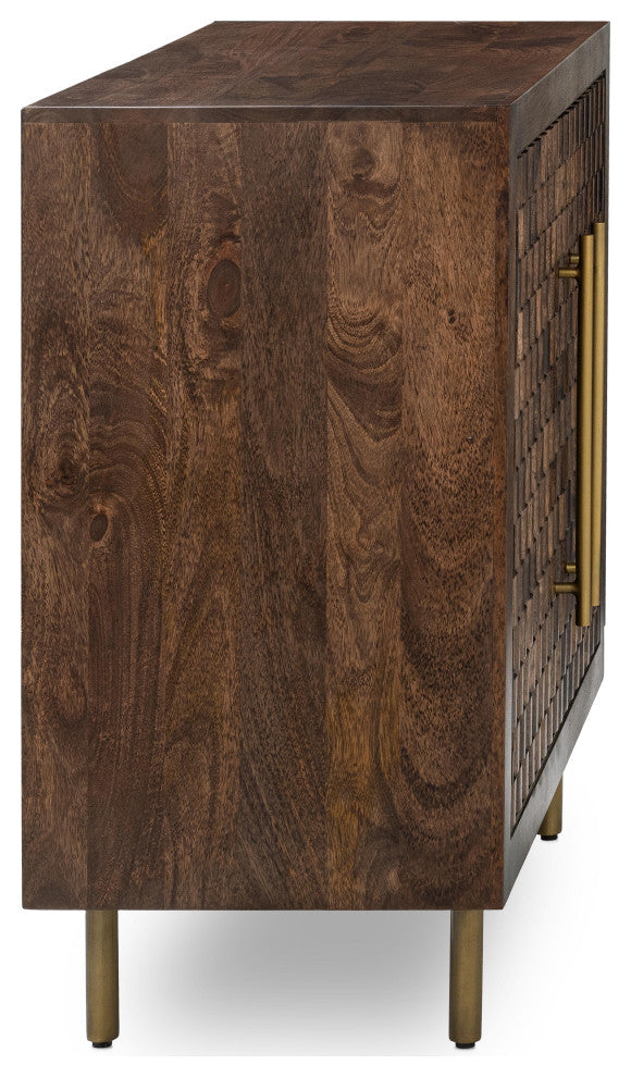Norwood 2-Door Mango Wood Cabinet, Dark Brown