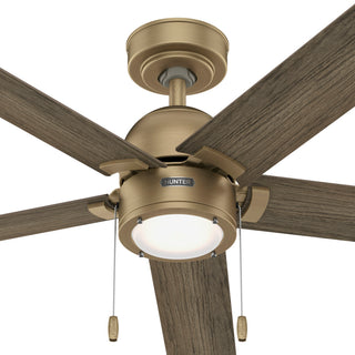 Erling Ceiling Fan, LED Light Kit and Pull Chain, Burnished Brass, 52"