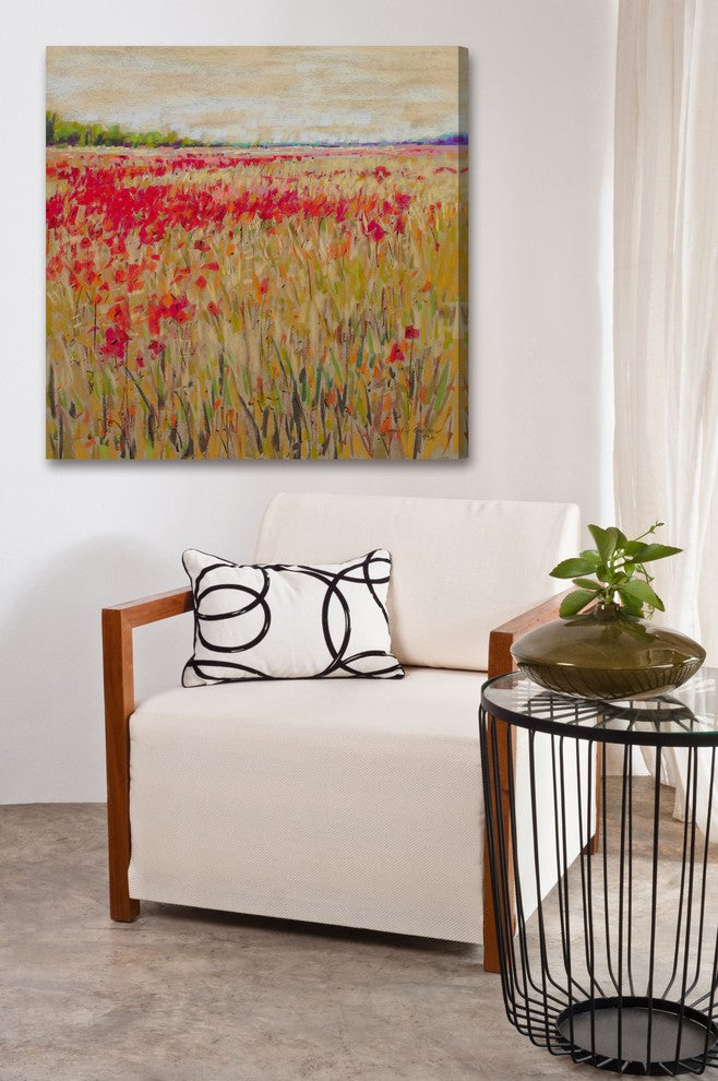 "Poppies Evening Light XV" Painting Print on Wrapped Canvas, 48x48