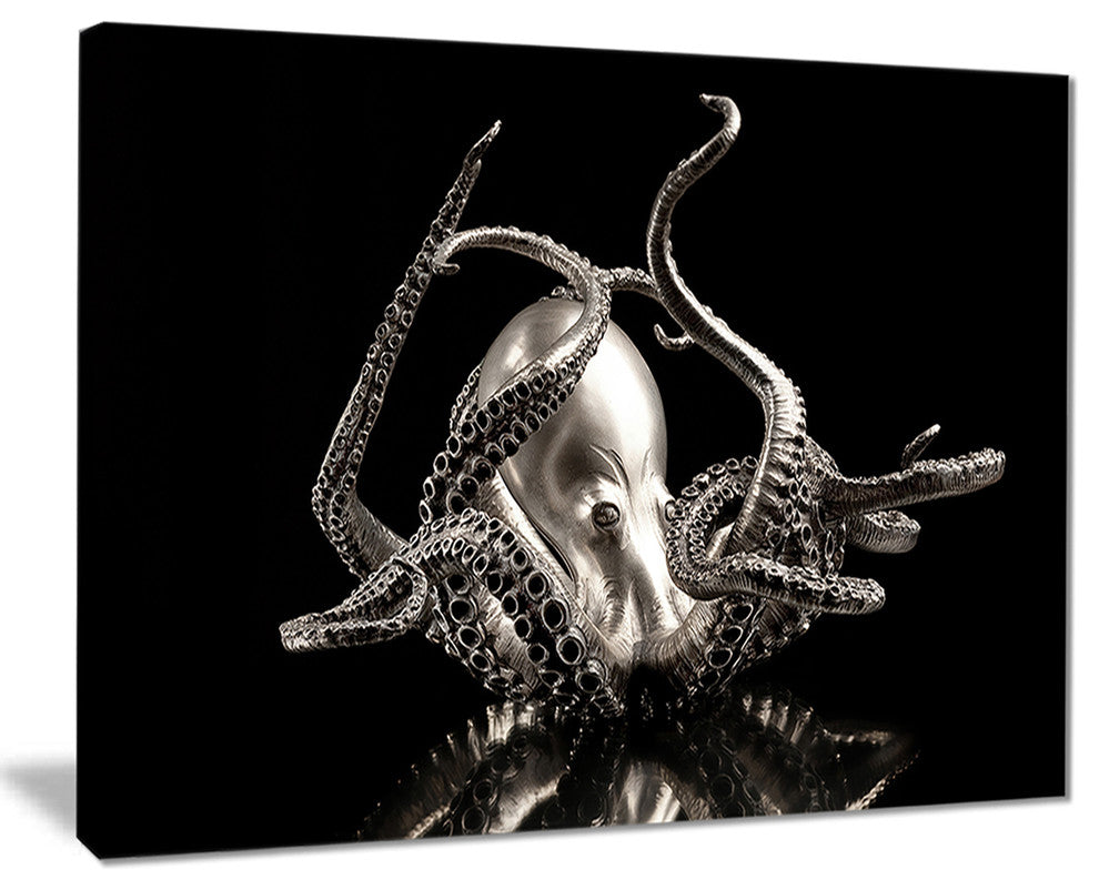 "Silver Octopus" Abstract Digital Art Canvas Print