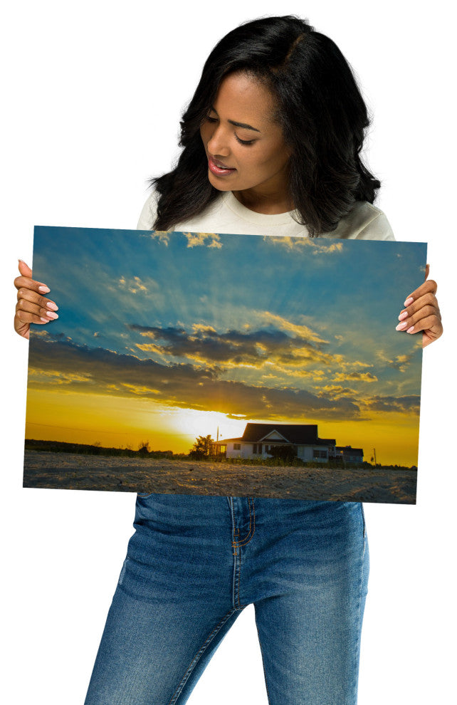 Sunset at Bowers Landscape Photo, Coastal Unframed Wall Art Print, 12" X 18"