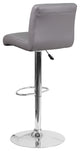 Contemporary Gray Vinyl Adjustable Barstool With Chrome Base
