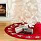 Cream Reindeer on Red Tree Skirt