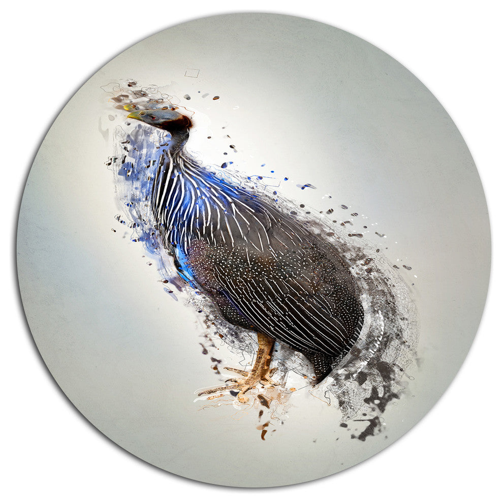 Guinea Fowl Abstract Design, Animal Round Metal Wall Art, 11"