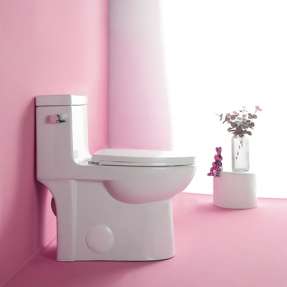 One-piece 1.28 GPF Single Flush Elongated Toilet with Soft-Close Seat