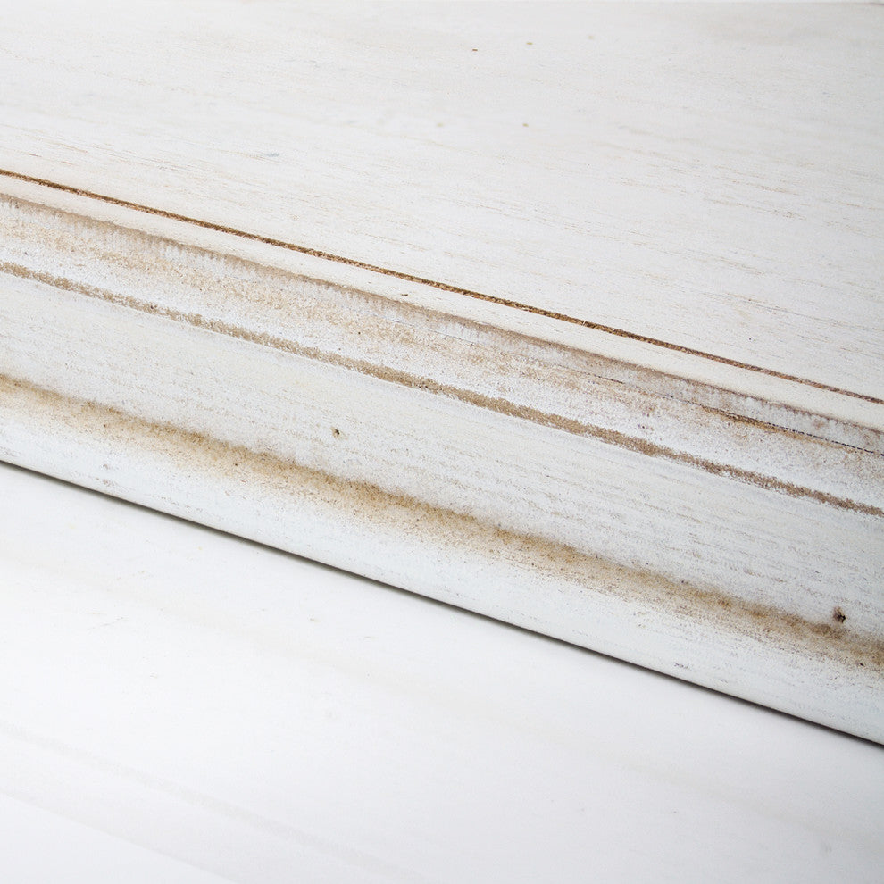 Whitewashed Wood Floating Corner Shelves (Set of 2)