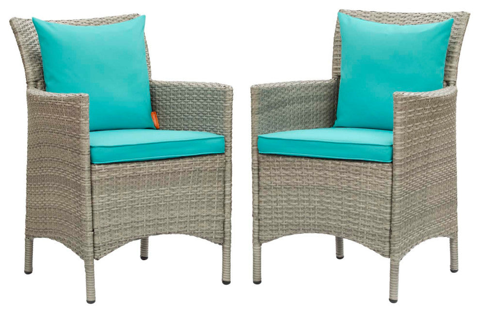Conduit Outdoor Patio Wicker Rattan Dining Armchair Set of 2