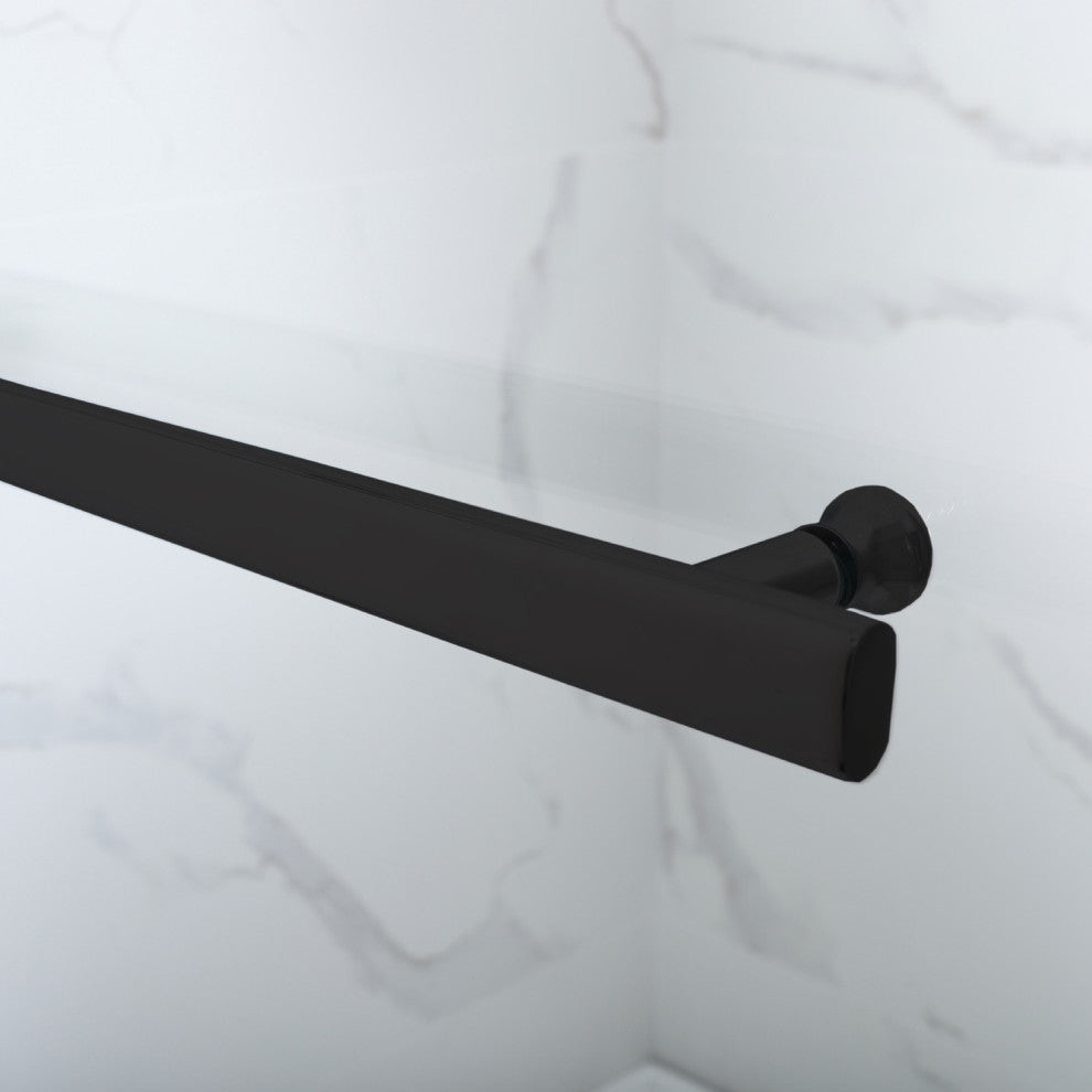 Napoli 34" W x 58" H Hinged Frameless Tub Door, Matte Black