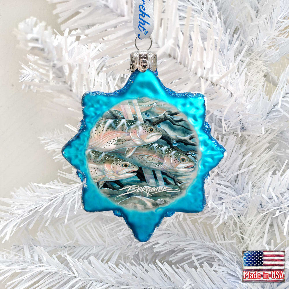 Catch the Rainbow Trout Mercury Glass Ornament
