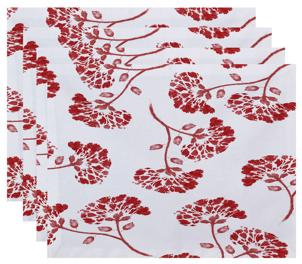 April, Floral Print Placemat, Coral
