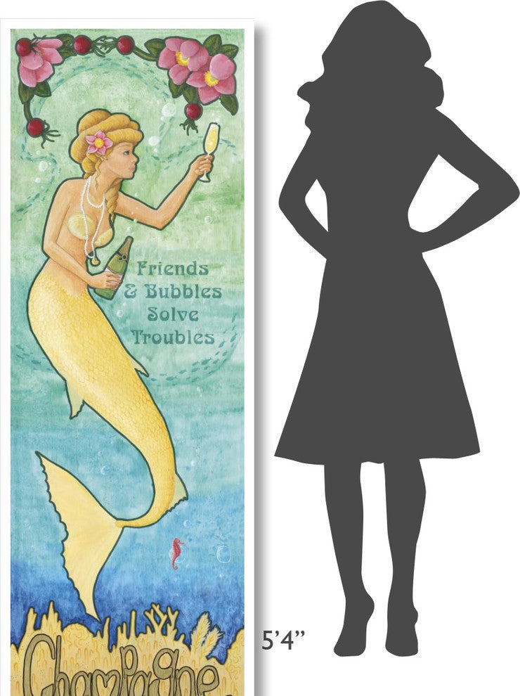 "Nouveau Mermaid Champagne v2" Digital Paper Print by Elyse DeNeige, 26"x74"
