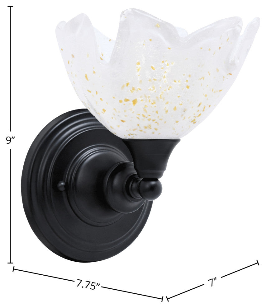 1-Light Wall Sconce, Matte Black/Gold Ice