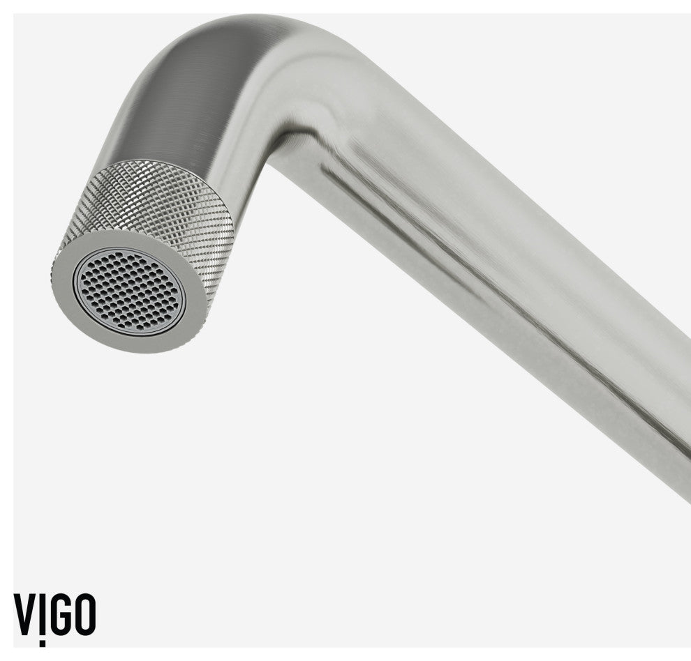 VIGO Cass 12" H 2-Handle Widespread Bridge Pull-Out Sprayer Kitchen Faucet, Stainless Steel