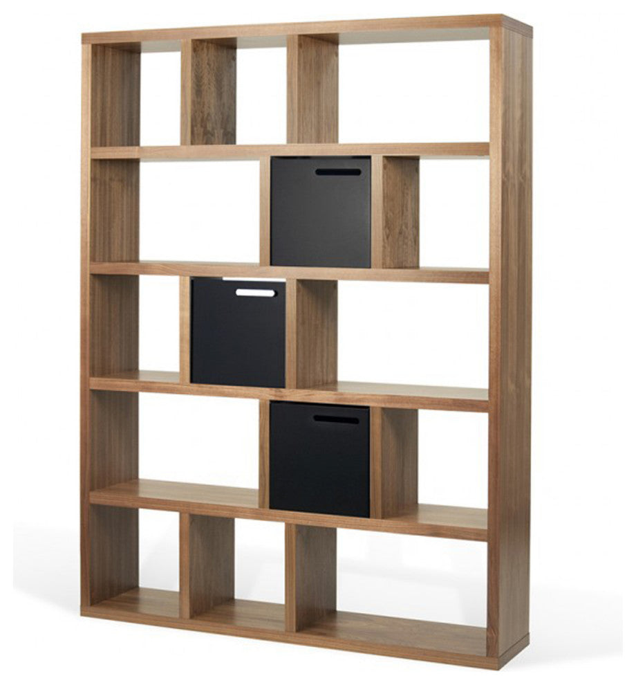 Contemporary Large Thick Wood Modular Shelves, Walnut