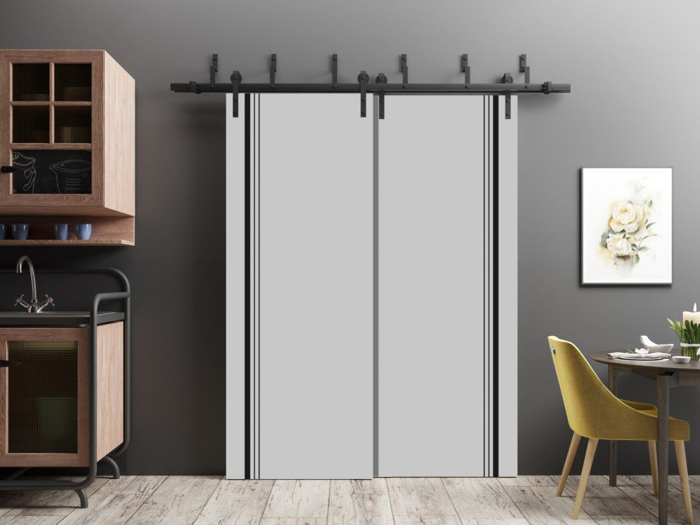 Slab Barn Door Panel 32 x 96 | Planum 0011 Grey Matte with  | Sturdy Finished