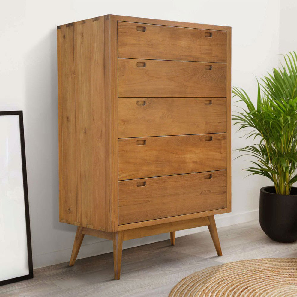 Harmonia Living Fifties 5-Drawer Tower Dresser - Danish Honey