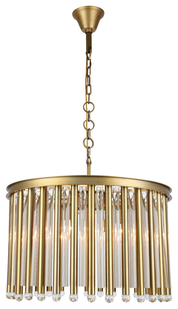 Maxwell Six Light Adjustable Chandelier Burnished Brass Royal Cut Crystal