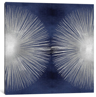 "Silver Sunburst On Blue II" by Abby Young, Canvas Print, 18"x18"