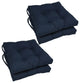 16" Solid Twill Square Tufted Chair Cushions, Set of 4, Navy