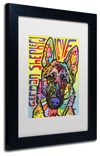 Dean Russo 'German Shepherd Luv' Art, Black Frame, White Matte, 14"x11"
