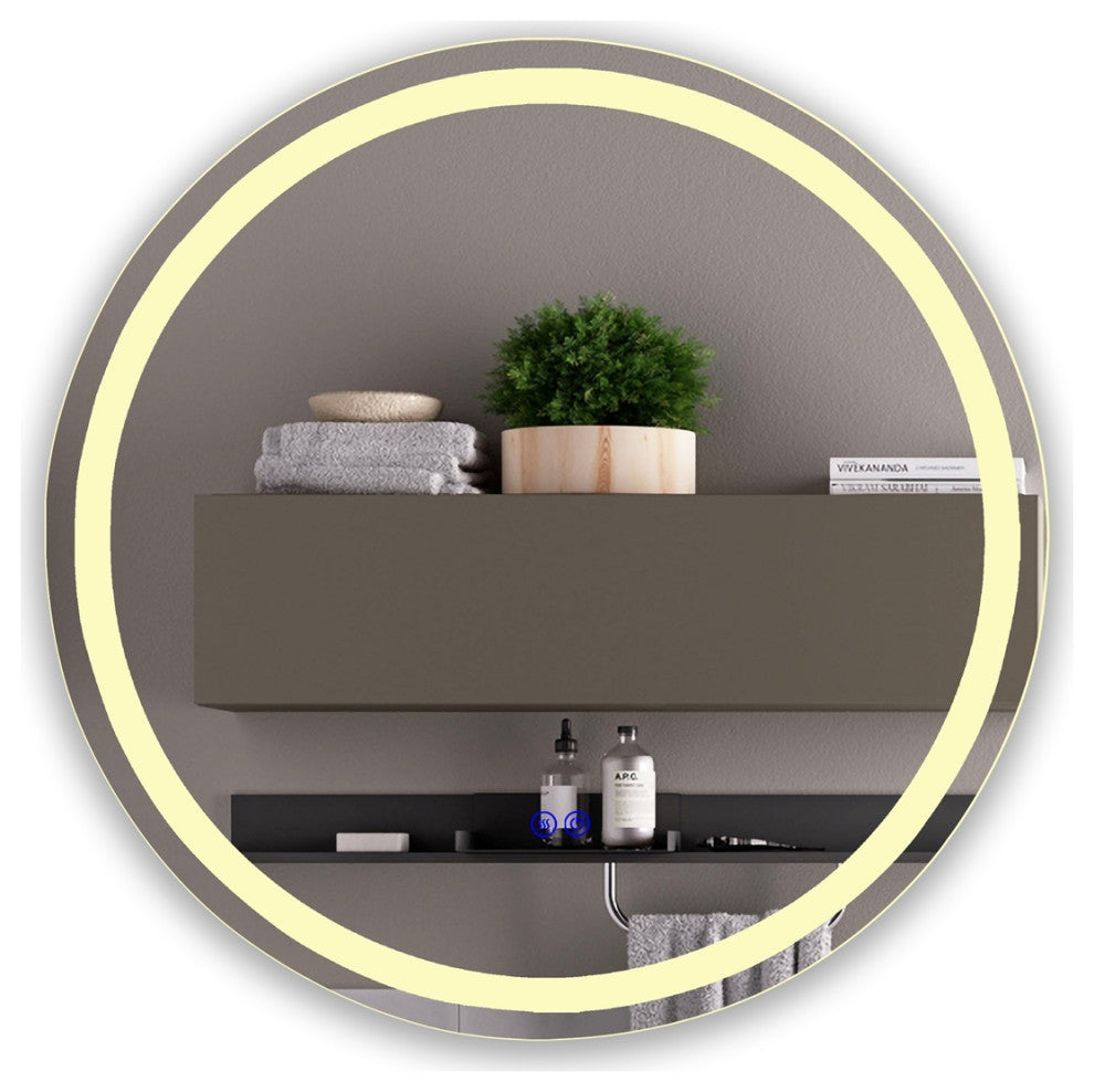 Luminosity Back Lit Round Touchscreen Led Mirror, 24" Wide