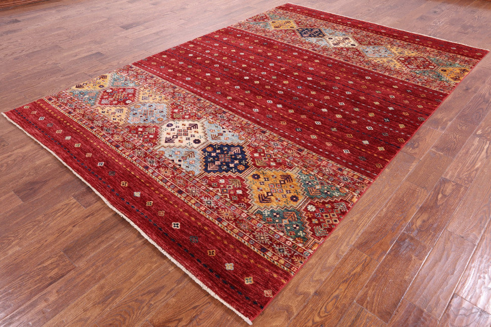 Super Kazak Khorjin Hand-Knotted Rug 6' 8" X 9' 10" Q5423