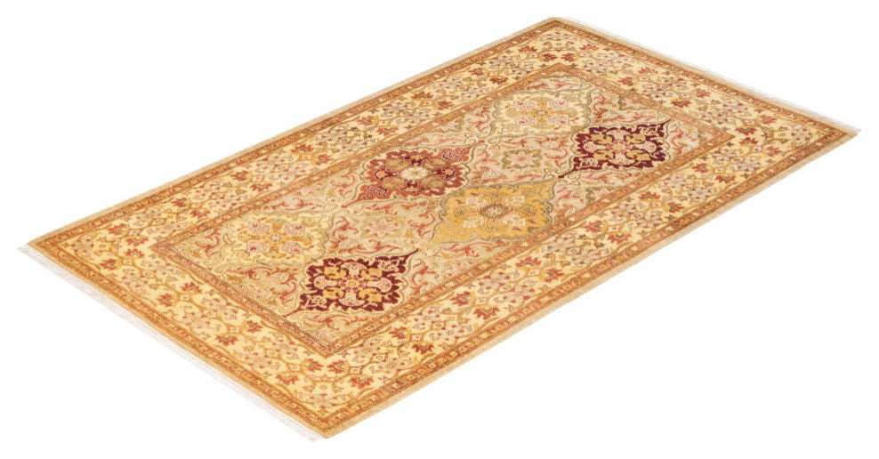 Mogul, One-of-a-Kind Hand-Knotted Area Rug Yellow, 3'2"x5'5"