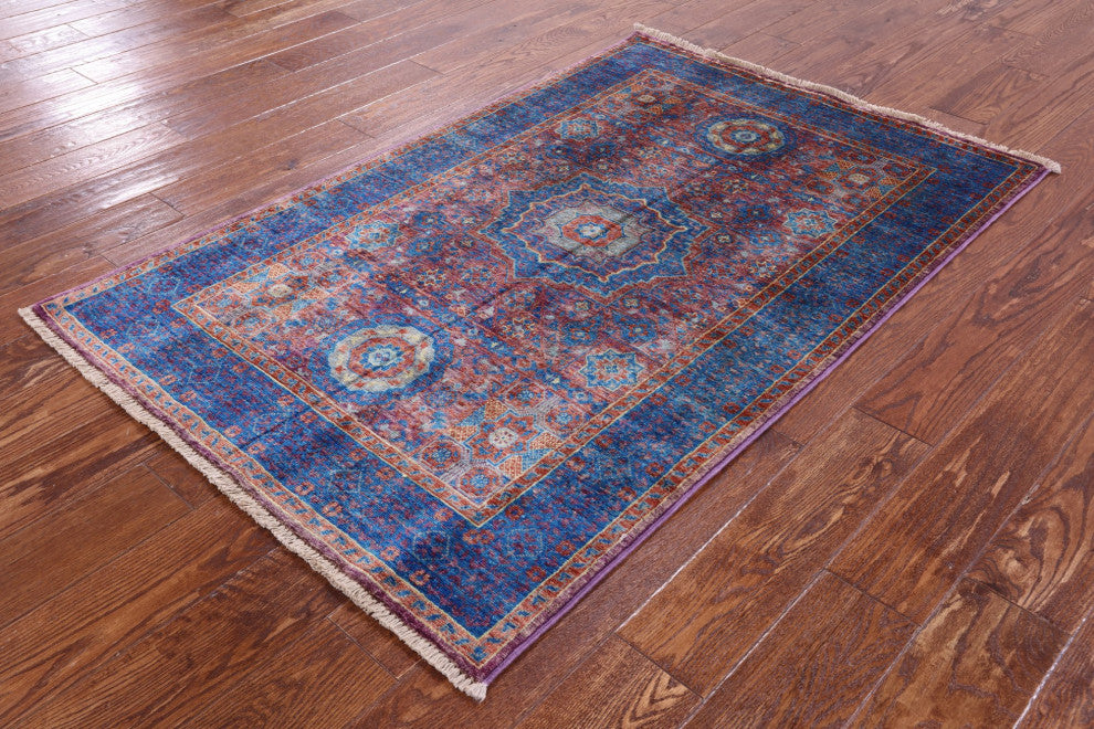 Mamluk Geometric Handmade Wool Rug 3' 4" X 5' 1" - Q12253