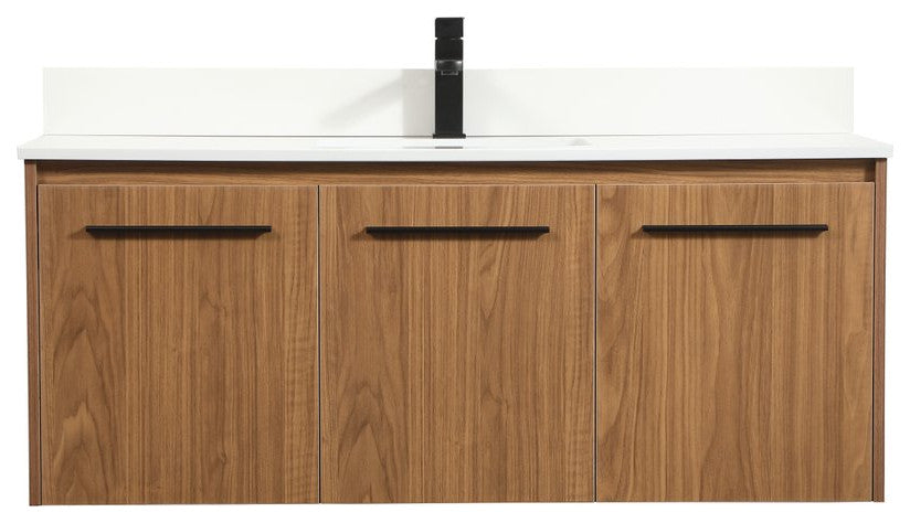 VF44548WB-BS 48" Single Bathroom Vanity, Walnut Brown With Backsplash