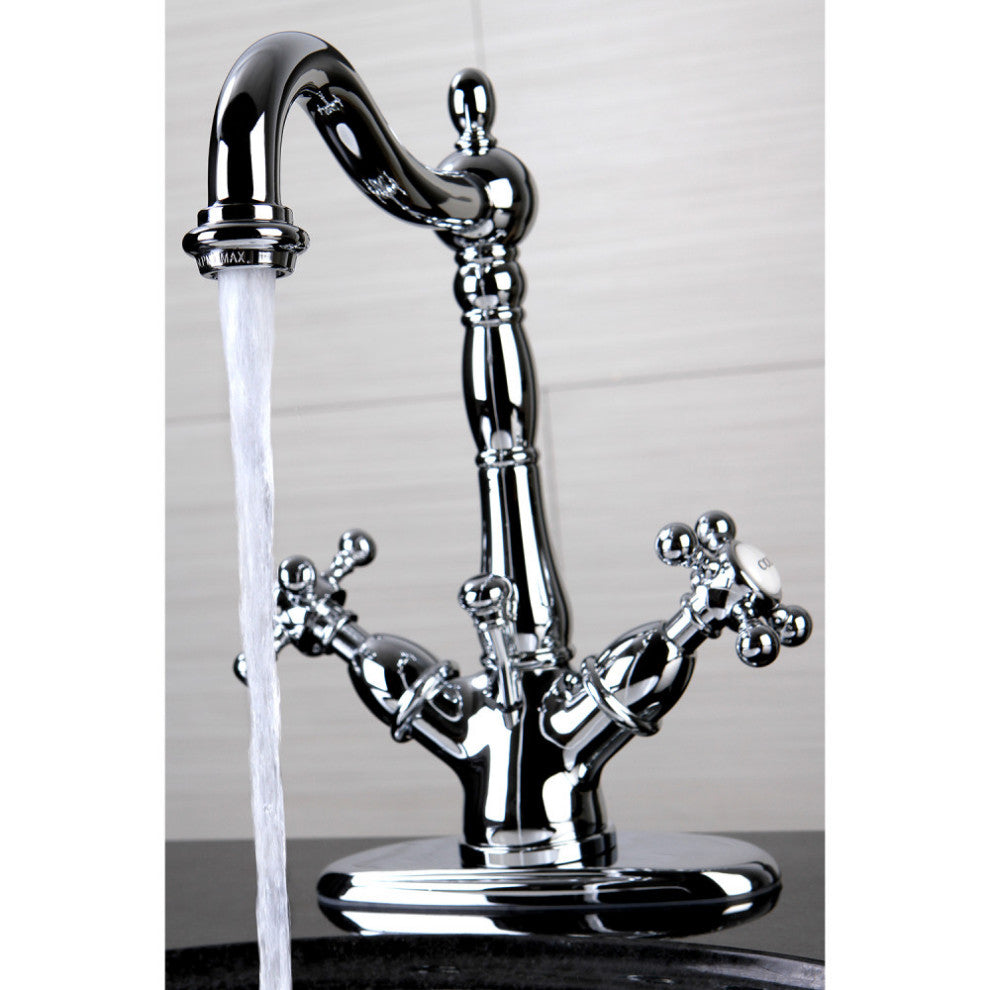 Kingston Brass Two-Handle Bathroom Faucet With Brass Pop-Up, Polished Chrome