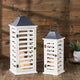 Wash White Farmhouse Wooden Shutter Lanterns, Set of 2
