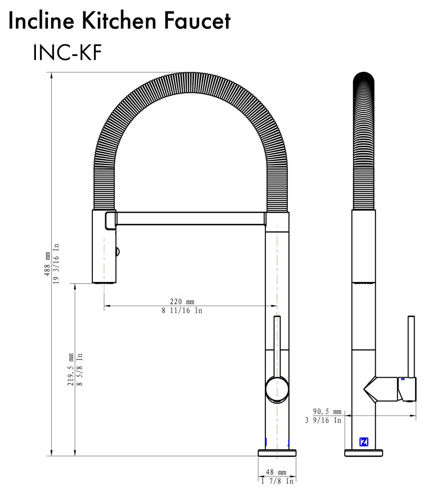 ZLINE Incline Kitchen Faucet, Brushed Nickel, INC-KF-BN
