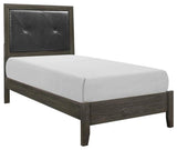 Lexicon Edina Contemporary Wood and Faux Leather Twin Bed in Dark Gray/Black