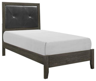 Lexicon Edina Contemporary Wood and Faux Leather Twin Bed in Dark Gray/Black