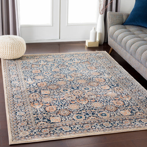 Surya Topkapi TPK-2307 5'3"x7'3" Rug, Ink/Camel/Khaki/Burnt Orange/Navy/Aqua