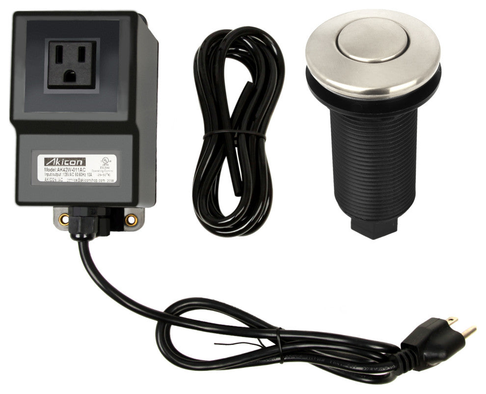 Single Outlet Copper Garbage Disposal Kitchen Air Switch Kit, Brushed Nickel