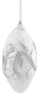 White and Silver Beaded and Glittered Christmas Ornaments, Set of 4