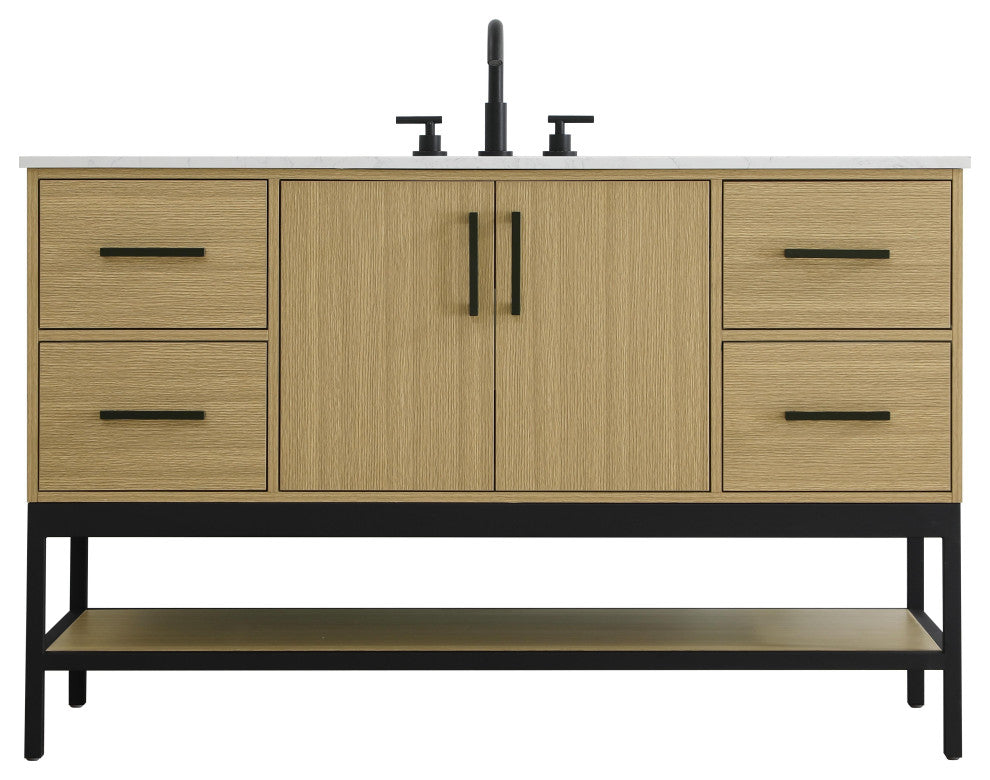 Home Living 54" Single Bathroom Vanity, Honey Brown