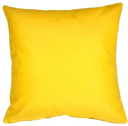 Pillow Decor - Sunbrella Solid Color Outdoor Pillow, Sunflower Yellow, 20" X 20"