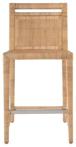 Brielle 24 in. Seat Height Rattan Woven Counter stool with Back, Light Brown