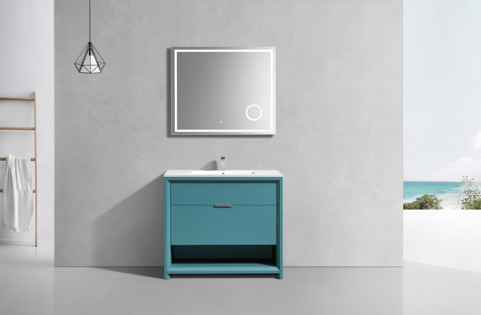 KubeBath Nudo 40'' Floor Mount Modern Bathroom Vanity, Teal Green
