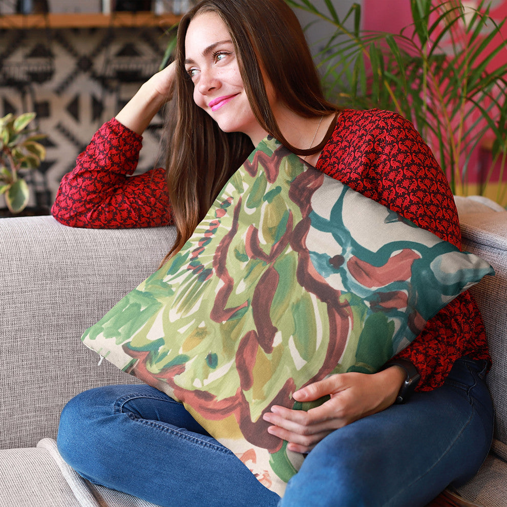 Plutus Blue Garden Graphic Print Luxury Throw Pillow, 12"x20"