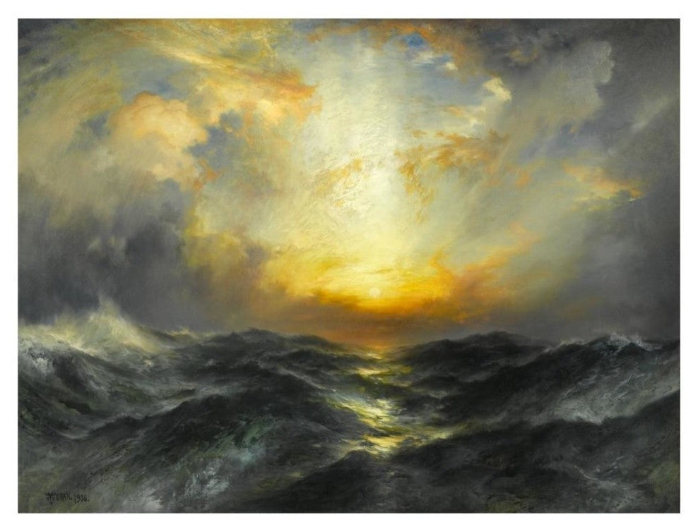 "Sunset at Sea, 1906" Digital Paper Print by Thomas Moran, 32"x25"